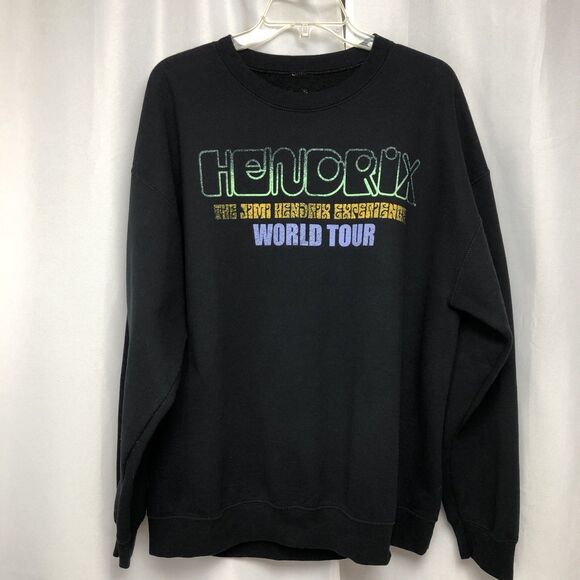 Jimi Hendrix Experience World Tour 67 Black Graphic Sweatshirt XL Rock Concert - Picture 2 of 10